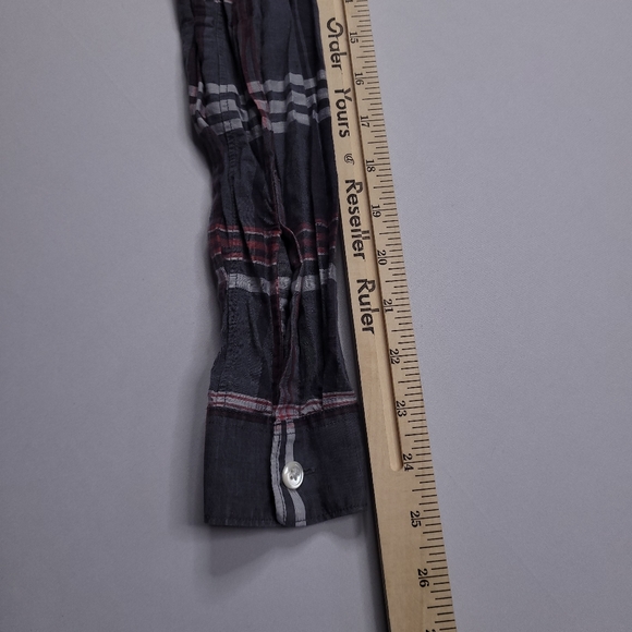 Theory Rammy Mantra Linen-Cotton Shirt Button Up Preppy Designer Plaid Small - Picture 9 of 9